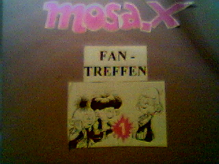 Aufsteller aus Pappe vom 1. Treffen im August 2004 mit Mosa.X-ABC-Logo!